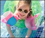 A girl in a swimming pool