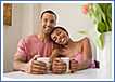 African American couple drinking coffee