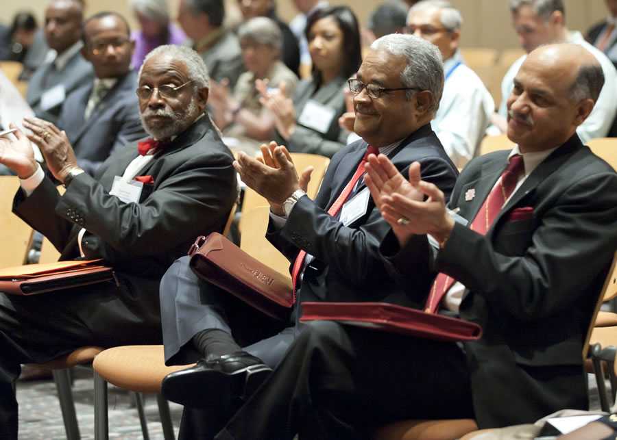 Rueben C. Warren, DDS, MPH, DrPH, MDiv, Rafael Sánchez-Cárdenas, MD, and Cesar D. Fermin, PhD at the Public Health Ethics Forum