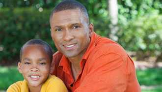 Boy sitting with his father