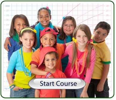 Image of a group of children with a Start Course button -