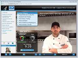 	Screen shot from training module of simulated interview with food worker.