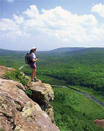 Hiker overlooking a valley