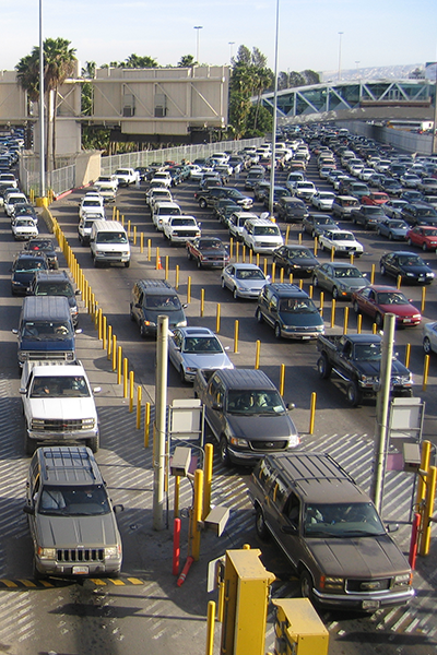 Cars crossing the United States-Mexico land border. Image courtesy Maureen Fonseca-Ford.