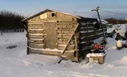 A cabin home in the cold