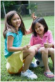 Two little girls playing.