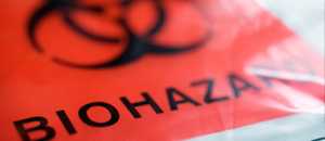 thumbnail image, close-up of biohazard bag with the traditional red label