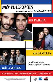 Mis razones para hacerme la prueba del VIH – mi pareja, mi familia, mis amigos. ¿Cuál es tu razón? Hazte la prueba del VIH. La prueba del VIH es gratis, rápida y confidencial. Visita hivtest.cdc.gov/razones o textea tu código postal a “KNOW IT” (566948).