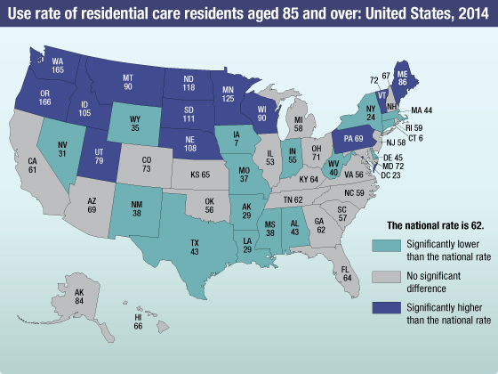 Use rate of residential care residents aged 85 and over: United States, 2014