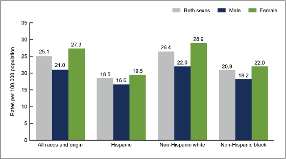 Figure 3 is a bar chart showing age-adjusted death rates for Alzheimer’s disease by raceethnicity and sex for 2010.