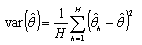 Equation to compute variance for H half samples