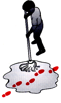 mopping contaminated footprints