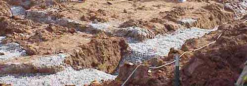 footings and the gravel fill.