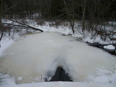 Looking at the frozen pond where the ice rescue training occurred