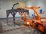 Sound power measurements on a Fletcher HDDR roof bolter in the acoustic test chamber.