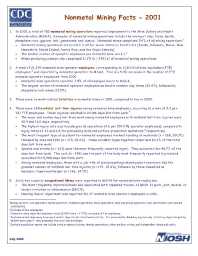 Image of publication Nonmetal Mining Facts - 2001