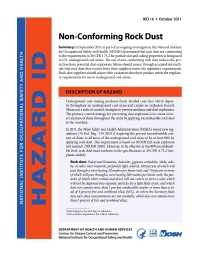 Image of publication NIOSH Hazard ID 16 - Non-Conforming Rock Dust