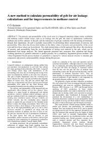 Image of publication A New Method to Calculate Permeability of Gob for Air Leakage Calculations and for Improvements in Methane Control