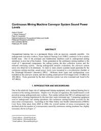 Image of publication Continuous Mining Machine Conveyor System Sound Power Levels