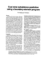 Image of publication Coal Mine Subsidence Prediction Using a Boundary-Element Program