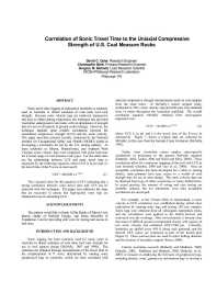 Image of publication Correlation of Sonic Travel Time to the Uniaxial Compressive Strength of U.S. Coal Measure Rocks