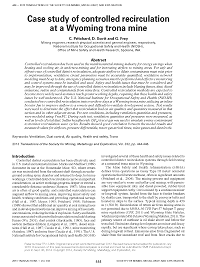 Cover page for Case study of controlled recirculation at a Wyoming trona mine