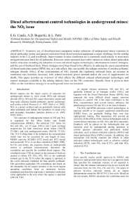 Image of publication Diesel Aftertreatment Control Technologies in Underground Mines: The NO2 Issue