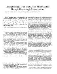 Image of publication Distinguishing Motor Starts from Short Circuits through Phase-Angle Measurements