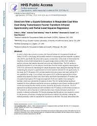 Cover image for Direct-on-Filter alpha-Quartz Estimation in Respirable Coal Mine Dust using Transmission Fourier Transform Infrared Spectrometry and Partial Least Squares Regression