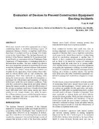 Image of publication Evaluation of Devices to Prevent Construction Equipment Backing Incidents