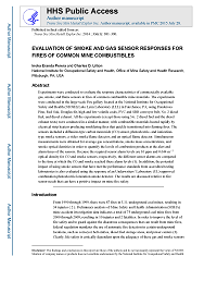 Image shows first page of Evaluation of Smoke and Gas Sensor Responses for Fires of Common Mine Combustibles