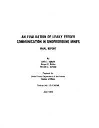 Image of publication An Evaluation of Leaky Feeder Communication in Underground Mines