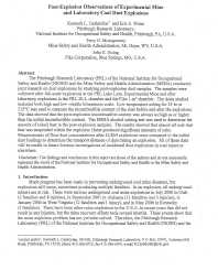 Image of publication Post-Explosion Observations of Experimental Mine and Laboratory Coal Dust Explosions