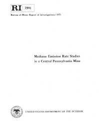 Image of publication Methane Emission Rate Studies in a Central Pennsylvania Mine