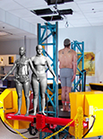 A 3-dimensional full-body laser scanner is being used for human body dimension measurement.