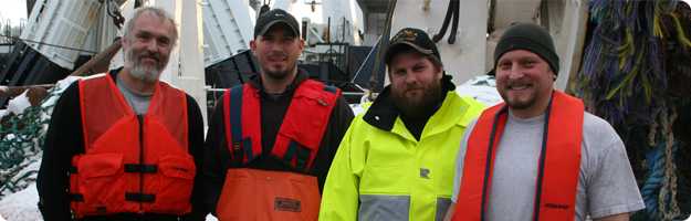 	fishermen wearing PFDs