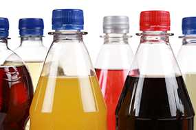 Bottles of sugar sweetened beverages