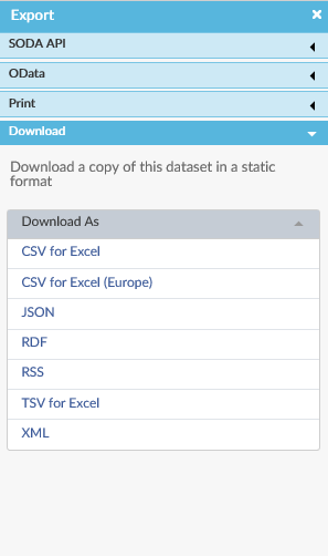 Export data