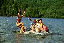 children swimming