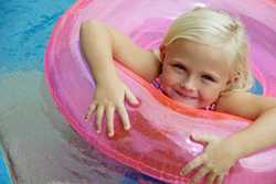 Girl in inner tube.