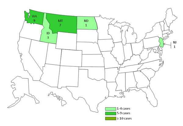 Persons infected with the outbreak strain of Salmonella Enteritidis, by state