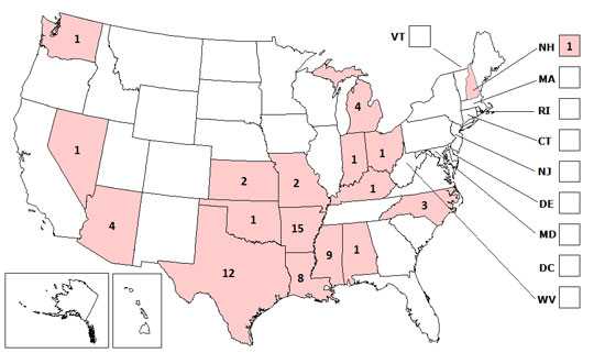 St. Louis Encephalitis average annual incidence by county