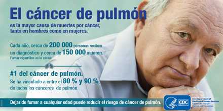 El cáncer de pulmón es la mayor causa de muertes por cáncer, tanto en hombres como en mujeres. Cada año, cerca de 200,000 personas reciben un diagnóstico y cerca de 150,000 mueren. Fumar cigarrillos es la causa número 1 del cáncer de pulmón. Se ha vinculado a entre el 80 y 90 porciento de todos los cánceres de pulmón. Dejar de fumar a cualquier edad puede reducir el risgo de cáncer de pulmón.