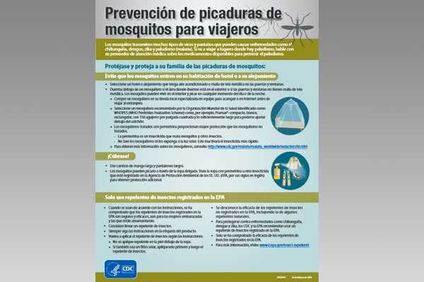 Prevención de picaduras de mosquitos para viajeros.