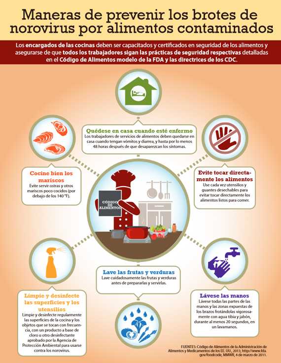 Gráfico: Maneras de prevenir los brotes de norovirus por alimentos contaminados