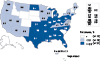 Figure L. Gonorrhea — Prevalence Among Women Aged 16–24 Years Entering the National Job Training Program by State of Residence, United States and Outlying Areas, 2014