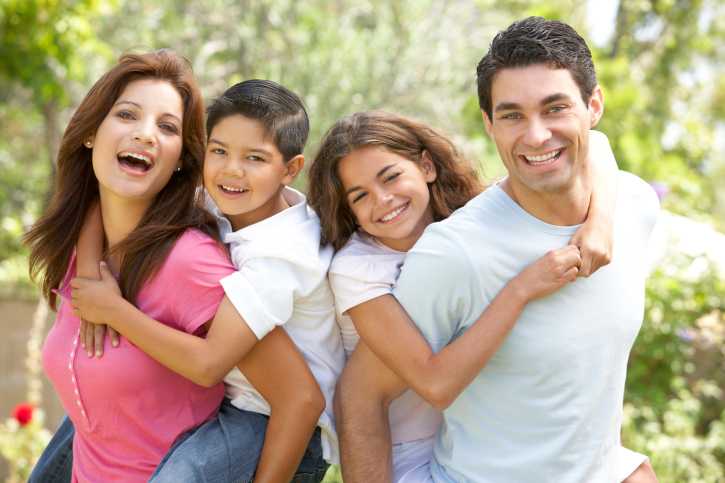 A smiling family.