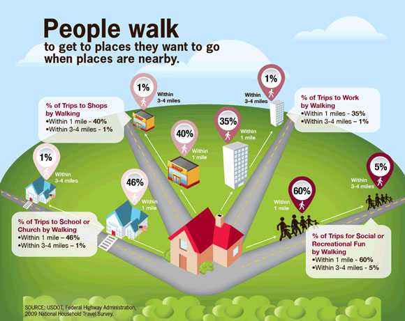 Percentage of adults who walk: This chart shows the increase in the percentage of adults who walk by race, age, and whether they need help walking. All groups increased from 2005-2010.