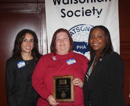 Watsonian President King and President-Elect Brusuelas Present Former President Valerie Kokor with The President’s Service Award