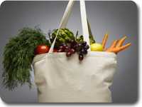 Photo: A bag of fruits and vegetables.